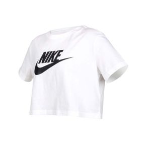 NIKE 女短袖T恤-純棉 慢跑 休閒 上衣 短版 BV6176-100 白黑