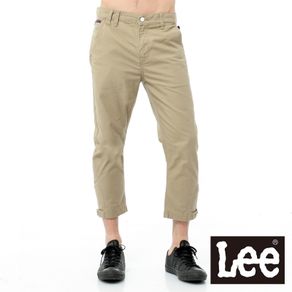 Lee 斜口袋褲腳設計六分休閒褲 男款 卡其