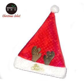 摩達客耶誕派對-小棕鹿角方格紋絨布聖誕帽