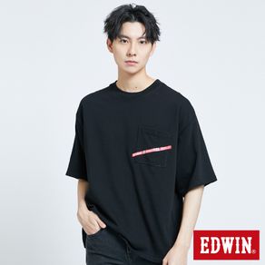 EDWIN 超市貼紙LOGO短袖T恤(黑色)-男款