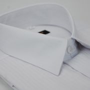 【金安德森】白色寬直條紋類絲質窄版短袖襯衫