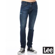Lee 男款 709 刷破低腰合身小直筒牛仔褲 中深藍洗水