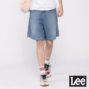 Lee 高腰寬版及膝牛仔短褲 百慕達褲 女 中藍 Mainline LL2001019BG