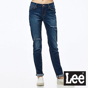 Lee 409中腰合身小直筒牛仔褲-淺藍色
