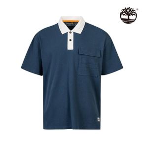Timberland 男款深寶石藍抗菌短袖POLO衫|A2E3B