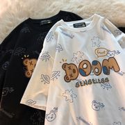 [嬌戀主角] 韓版寬鬆小熊印花短袖t恤 短袖上衣 情侶裝