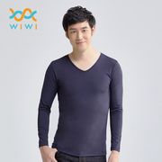 【WIWI】MIT溫灸刷毛V領發熱衣(湛海藍 男S-3XL)