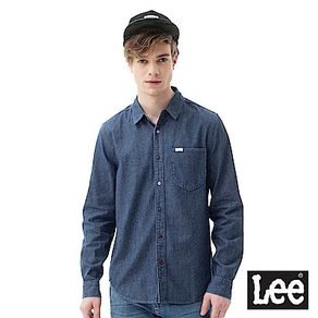 Lee 休閒彩色點狀長袖襯衫-男款-藍