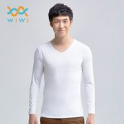【WIWI】MIT溫灸刷毛V領發熱衣(純淨白 男S-3XL)