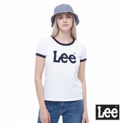 Lee 女款 印花圖騰大Logo短袖滾邊圓領T恤 淨白