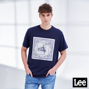 Lee 符號短袖圓領T恤 男款 藏藍 101