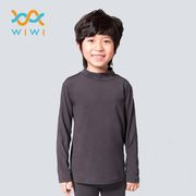【WIWI】MIT溫灸刷毛立領發熱衣(銀河灰 童70-150)