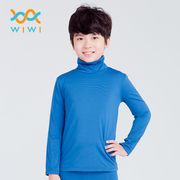 【WIWI】MIT溫灸刷毛高領發熱衣(翡翠藍 童70-150)