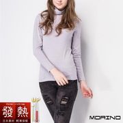 【MORINO摩力諾】日本素材發熱衣 長袖高領衫(女)/長袖T恤(銀河灰)