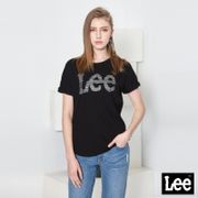 Lee 女款 科技感LOGO反折短袖圓領T恤 墨黑