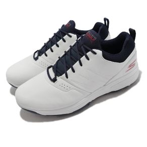 【SKECHERS】高爾夫球鞋 Go Golf Torque-Pro 男鞋 防水 高回彈 瑜珈鞋墊 避震 緩衝 白 藍(214002-WNV)