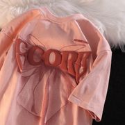[嬌戀主角] 蝴蝶結印花短袖T恤 韓版寬鬆上衣