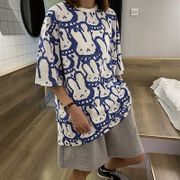 [嬌戀主角] 韓版寬鬆卡通印花短袖t恤 短袖上衣