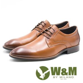 【W&M】素色極簡綁帶男皮鞋(棕)