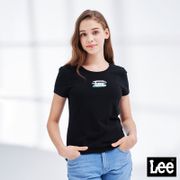 Lee 女款 水彩線條小Logo短袖圓領T恤 黑