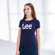 Lee 女款 愛心Logo短袖圓領T恤 藏藍