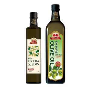 【泰山】100%純橄欖油1L+第一道冷壓橄欖油0.5L(各1瓶)