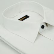 【金安德森】白色斜紋黑釦窄版短袖襯衫