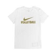 Nike T恤 Volleyball Tee 女款 運動休閒 吸濕排汗 DRI-FIT 圓領 白 金 561423100VB70