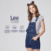 Lee 涼感牛仔吊帶短褲 女 中藍 Mainline Jade Fusion LL19010712X