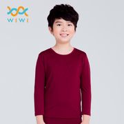 【WIWI】MIT溫灸刷毛圓領發熱衣(醇酒紅 童70-150)