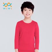 【WIWI】MIT溫灸刷毛圓領發熱衣(朝陽紅 童70-150)